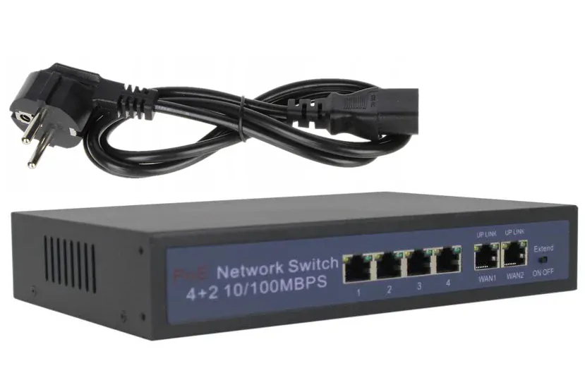 AI-PS-HT412 Čtyřportový 10/100 Mbps PoE switch s 2x uplinkem