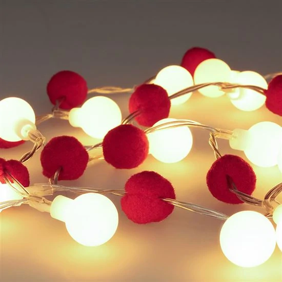 Solight LED vánoční řetízek červená-bílá, 20x LED, 1,5m, 2xAA