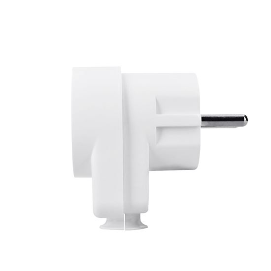 Solight zástrčka úhlová, s průběžnou zásuvkou, IP20, bílá