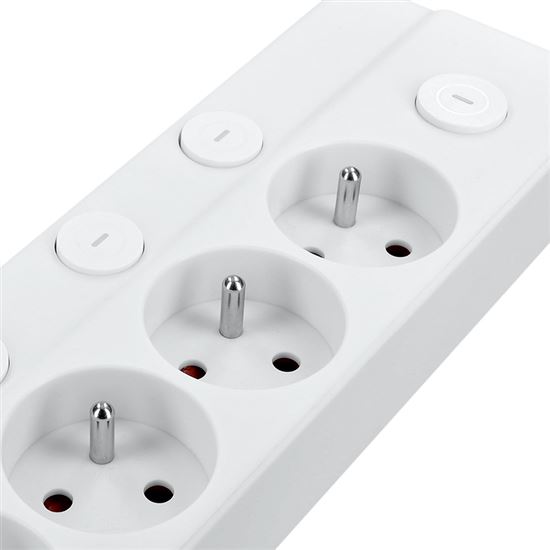 Solight 6z prodlužovací přívod, 3m, 3 x 1mm2, bílý, 6+1 vypínač