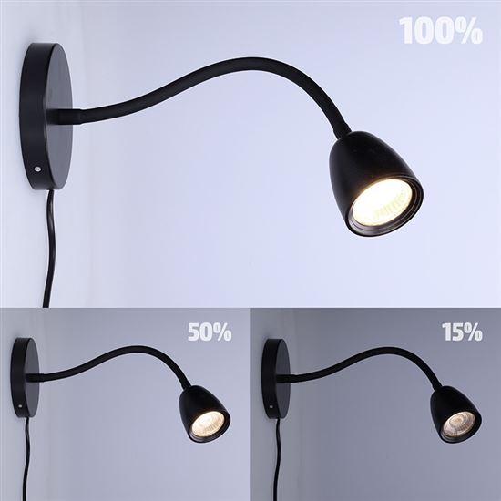 Solight LED nástěnná lampička, stmívatelná, 4W, 280lm, 3000K, černá