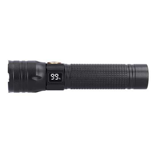 Solight LED nabíjecí svítilna s displayem, 200lm, zoom, Li-Ion