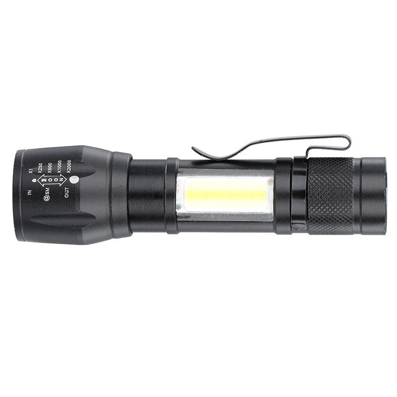 Solight LED kovová svítilna nabíjecí, 150 +60lm, Li-Ion, černá