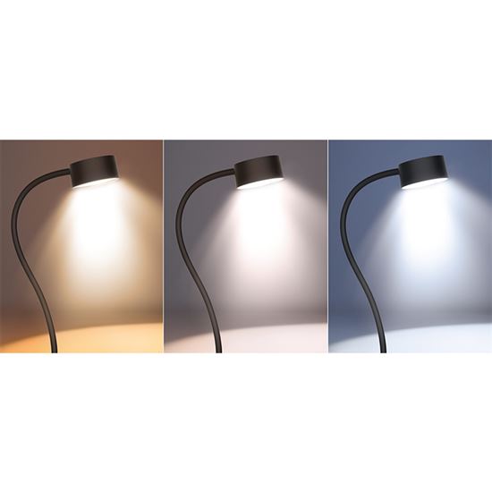 Solight LED stolní nabíjecí lampička, 2W, 210lm, 3CCT, černá, clip