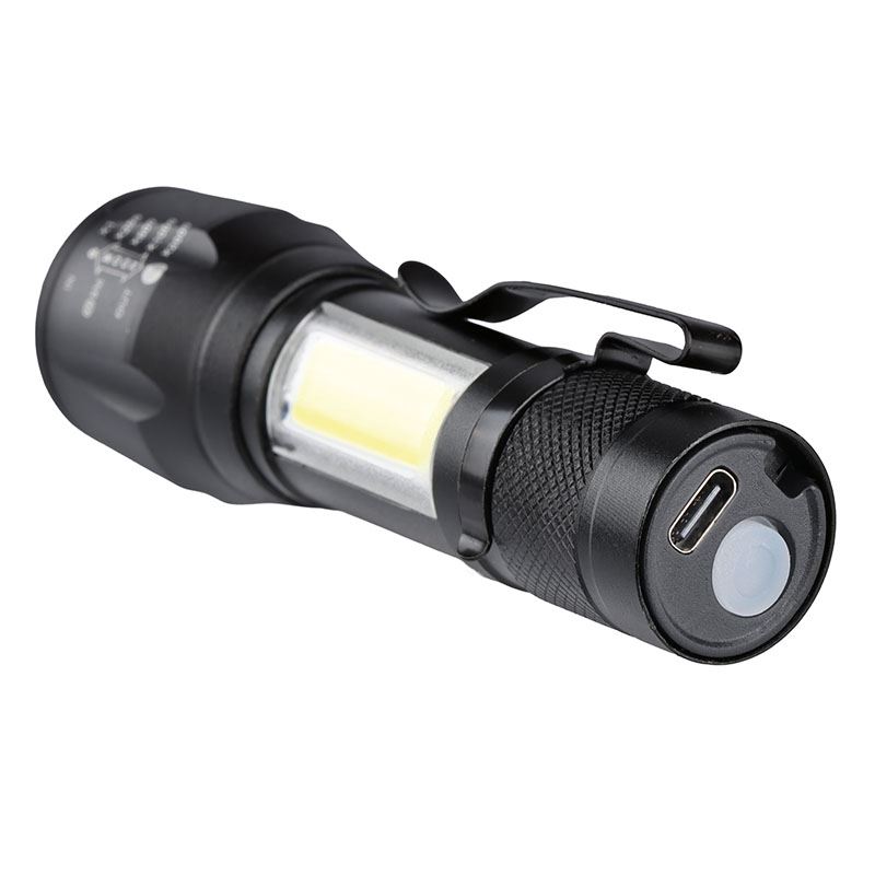 Solight LED kovová svítilna nabíjecí, 150 +60lm, Li-Ion, černá