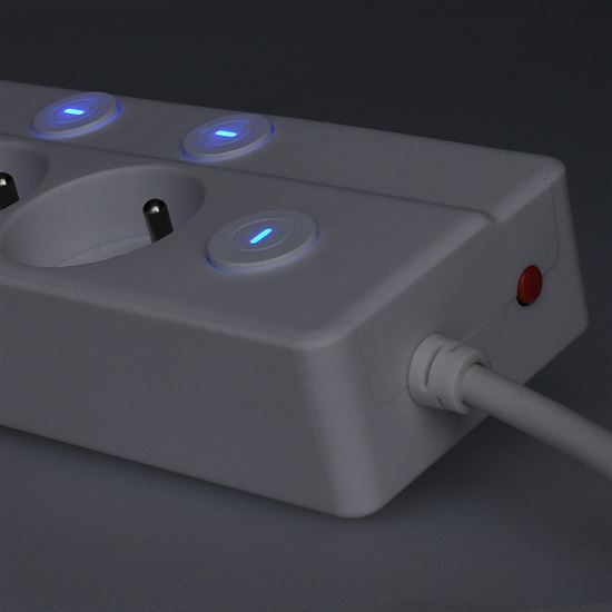 Solight 6z prodlužovací přívod, 3m, 3 x 1mm2, bílý, 6+1 vypínač