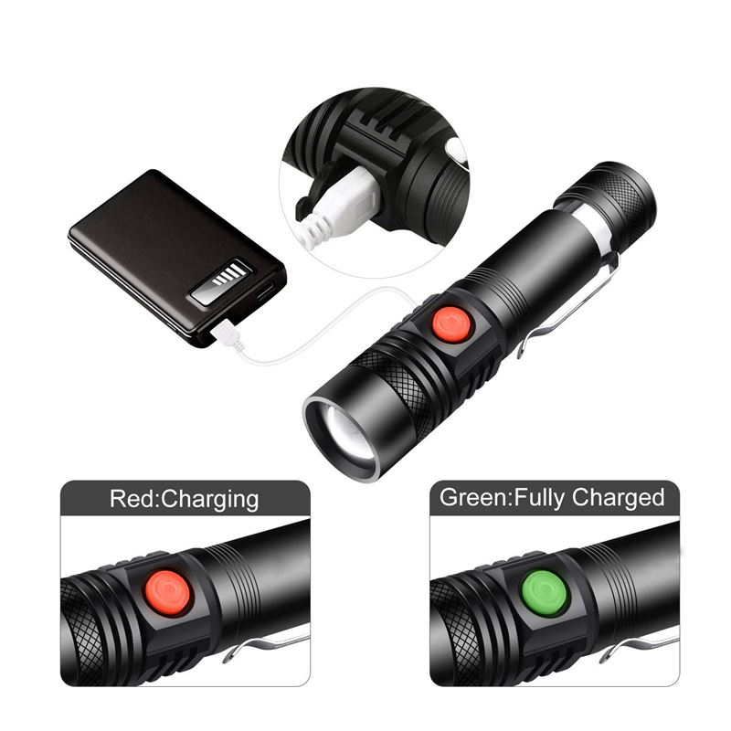 Solight LED nabíjecí svítilna s cyklo držákem, 400lm, zoom, Li-Ion