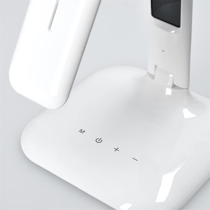 Solight LED stmívatelná stolní lampička s displejem, 7W, volba teploty světla, bílý lesk