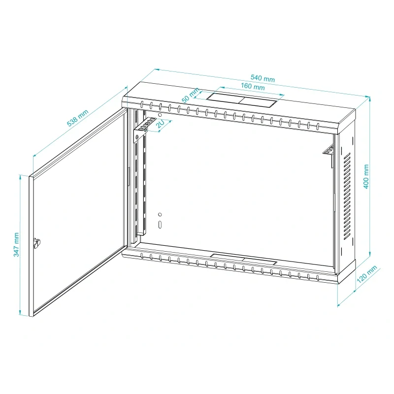 AI-RS19-2U-120B Uzamykatelná racková skříň
