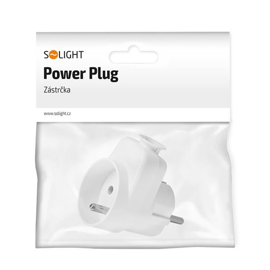Solight zástrčka úhlová, s průběžnou zásuvkou, IP20, bílá
