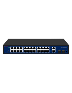 CP-DNW-GPU24G2F2-30 Dvacetičtyřportový 10/100/1000 Mbps PoE switch s 2x 1000 Mbps a 2x SFP uplinkem