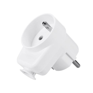 Solight zástrčka úhlová, s průběžnou zásuvkou, IP20, bílá