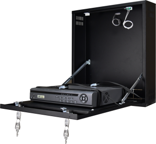 CP-PR-100 Uzamykatelná skříňka na zeď pro malé DVR / NVR rekordéry (černá)